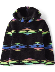 Girls Print Sherpa Hoodie