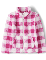 Girls Print Sherpa Zip-Up Jacket