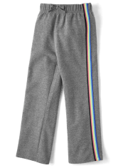 Girls Active Rainbow French Terry Knit Wide Leg Sweatpants | The