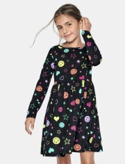 Vestido diario para niñas con icono de arcoíris