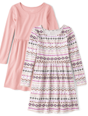 Girls Print Everyday Dress 2-Pack