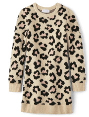 Vestido suéter de leopardo para niñas