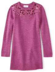 Girls Long Sleeve Sequin Knit Sweater Dress PINK GLOW The Children s Place CA