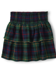 Girls Plaid Flannel Tiered Skirt