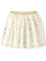 Girls Foil Star Mesh Skirt