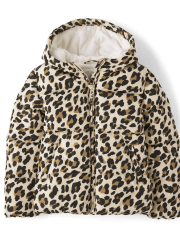 Chaqueta acolchada de leopardo para niña