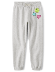 Pantalones jogging de niñas con estampado de felpa francesa