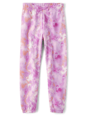 Girls Tie Dye Fleece Jogger Pants