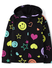 Girls Rainbow Icon French Terry Zip-Up Hoodie