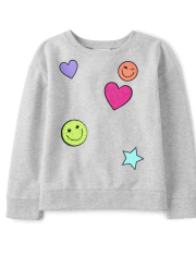 Girls Rainbow Sequin Icon French Terry Sweatshirt