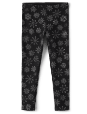 Girls Glitter Snowflake Leggings
