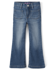 Girls Patch Pocket Flare Jeans