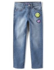 Girls Icon Patch Straight Jeans