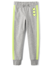 Pantalones jogger de rizo francés con corazón para niñas