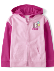 Girls Graphic French Terry Zip-Up Hoodie