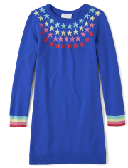 Girls Rainbow Star Sweater Dress