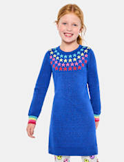 Girls Rainbow Star Sweater Dress