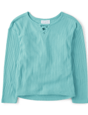 Girls Ribbed Lace-Up Top