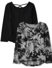 Girls Tie Dye High-Low Top 2-Pack