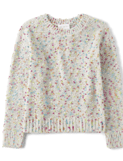 Girls Rainbow Pom Pom Sweater