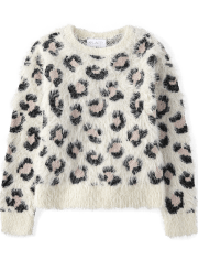 Girls Leopard Eyelash Sweater