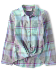 Girls Plaid Flannel Button Up Shirt