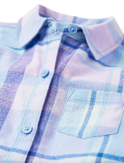 Chemise boutonnée en flanelle Fille à carreaux