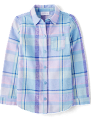 Chemise boutonnée en flanelle Fille à carreaux