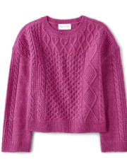Girls Cable Knit Cropped Sweater