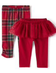 Lot de 2 leggings tutu à carreaux pour bébé fille