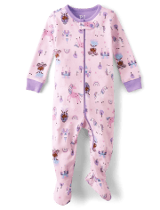 Baby And Toddler Girls Princess Snug Fit Cotton Footed One Piece Pajamas