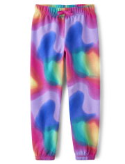 Girls Rainbow Tie Dye French Terry Jogger Pants