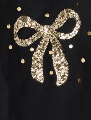 Top con estampado de lazo de lentejuelas para niñas