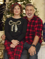 Top con estampado de lazo de lentejuelas para niñas