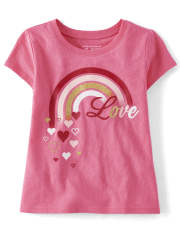 Baby And Toddler Girls Love Rainbow Graphic Tee