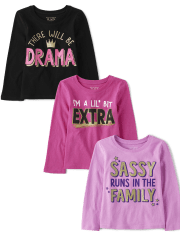 Baby And Toddler Girls Sassy Graphic Tee 3-Pack