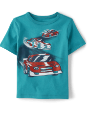 Camiseta con gráfico de coche de carreras para bebés y niños pequeños