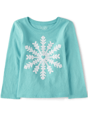 Camiseta con estampado de copo de nieve para bebés y niñas pequeñas