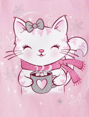 Camiseta con estampado de gato de invierno para bebés y niñas pequeñas