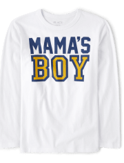Boys Long Sleeve Mama's Boy Graphic Tee | The Children's Place - WHITE