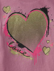 Camiseta con estampado de corazón de amor para niñas