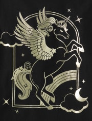 Girls Gold Unicorn Graphic Tee