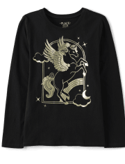 Girls Gold Unicorn Graphic Tee