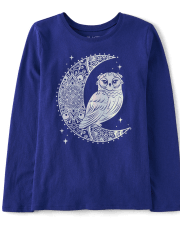 Girls Owl Moon Graphic Tee