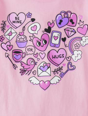 Girls Valentine's Day Heart Icon Graphic Tee