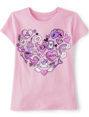 Girls Valentine's Day Heart Icon Graphic Tee