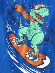 Camiseta con estampado de dinosaurio de invierno para niños