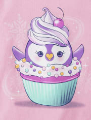 Baby And Toddler Girls Penguin Cupcake Graphic Tee