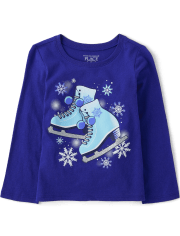 Baby And Toddler Girls Ice Skates Graphic Tee