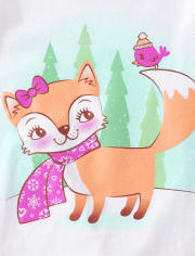Baby And Toddler Girls Winter Fox Graphic Tee